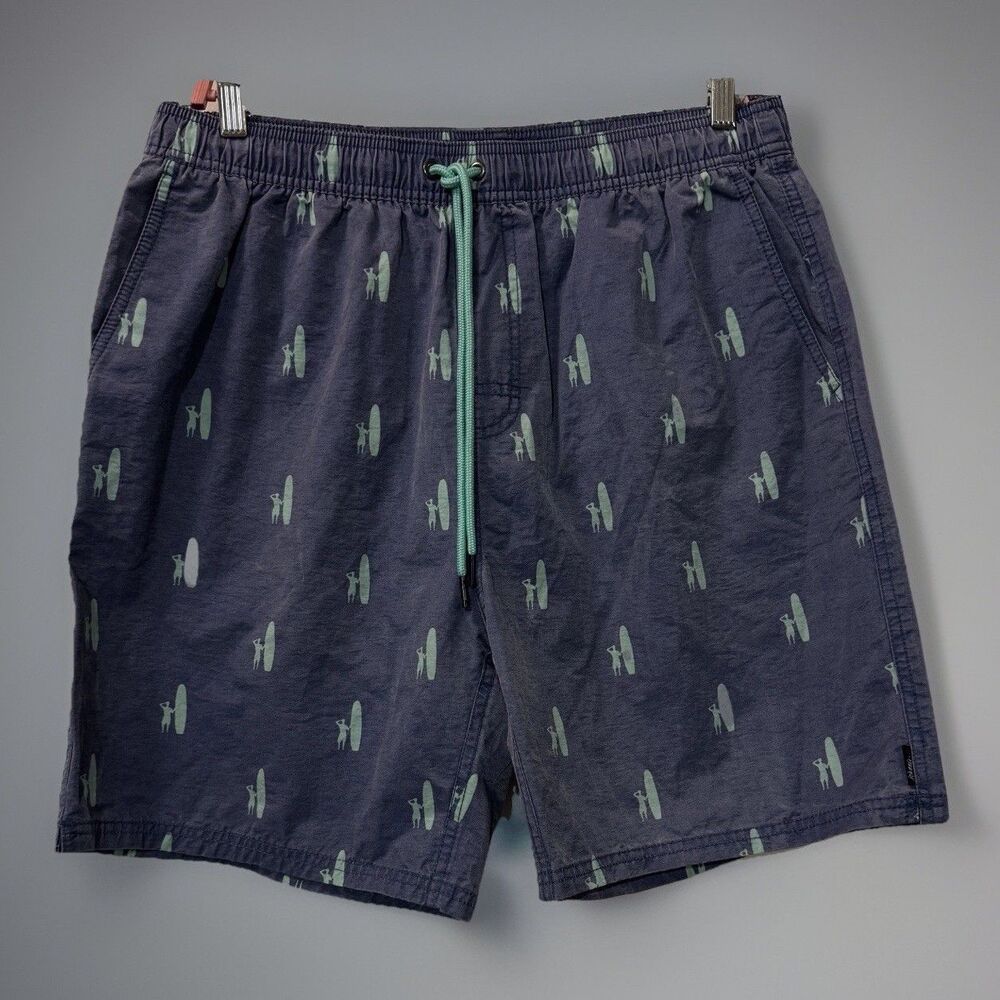Johnnie O Men's Swim Trunks XL Blue Board Logo Shorts Lined